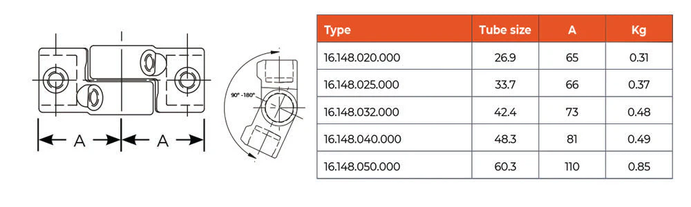 C25.148 Short Tee Swivel - Handrail Fitting - Image 2