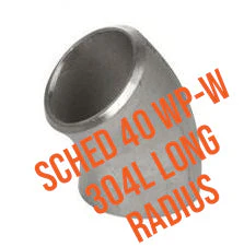 45° Schedule 40 304L Long Radius Weld Elbow 304L - Welded