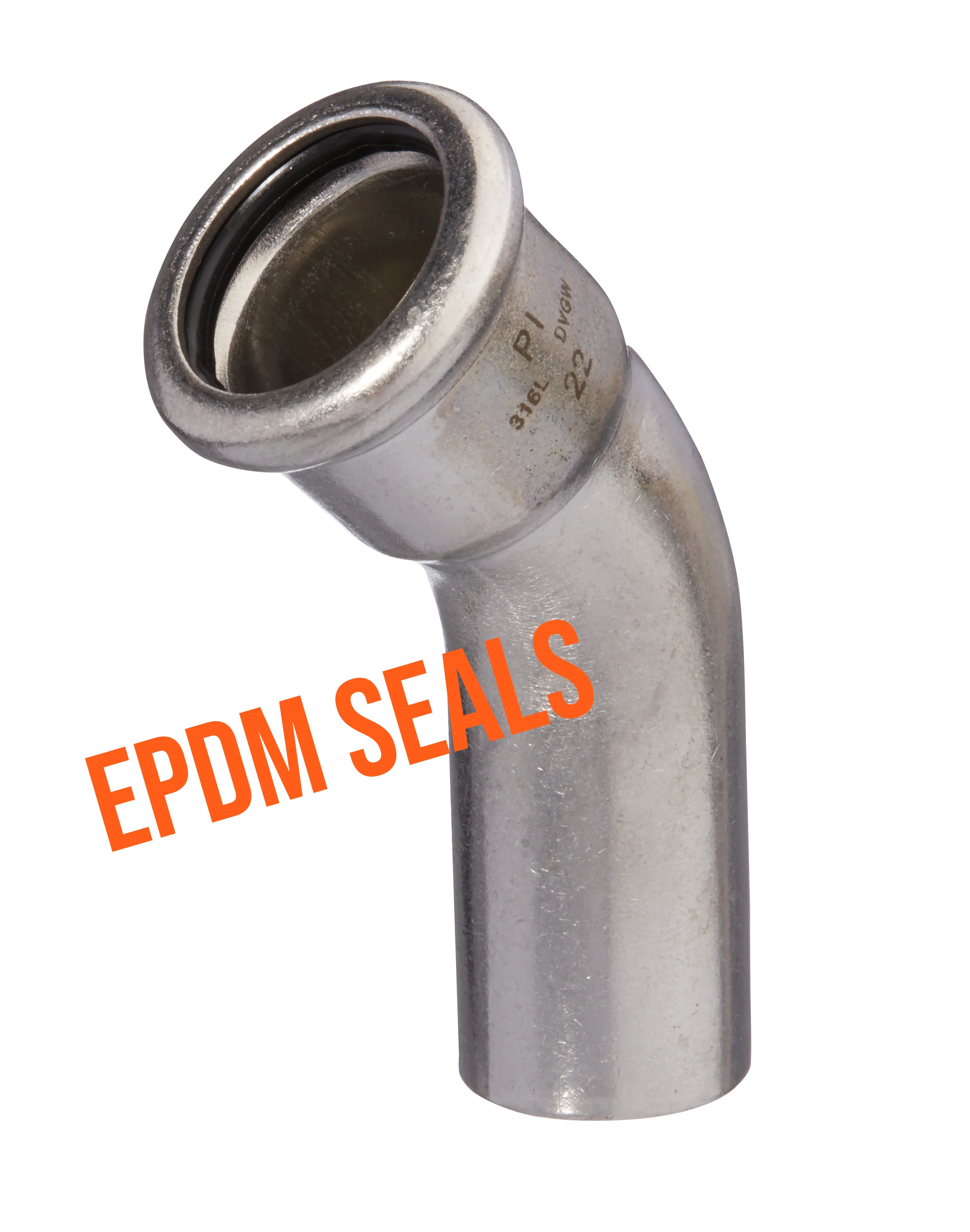 45° Stainless Steel Press - Fit Bend Male/Female Bend with EPDM Seals